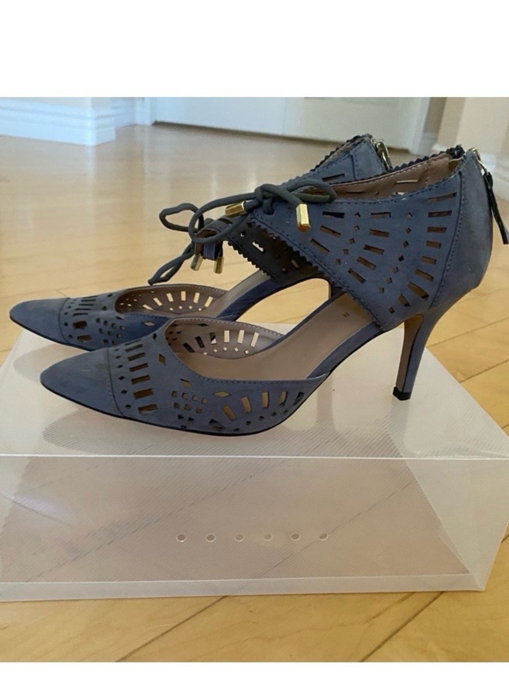 Metaphor Gray Heels with Intricate Perforated Design